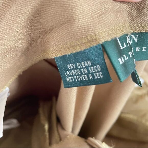 Lauren Ralph Lauren Tan High Rise Straight Leg Trouser Pants 12P Dark Academia - Picture 13 of 14